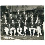 M.C.C. tour to West Indies 1925/26. Official sepia photograph of the full touring party seated and