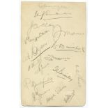 Glamorgan C.C.C. c1937/38. Album page signed in pencil by fifteen Glamorgan players. Signatures