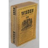 Wisden Cricketers' Almanack 1938. 75th edition. Original limp cloth covers. Minor bowing to spine,