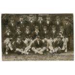 Australia tour to England 1926. Mono real photograph postcard of the Australian touring party seated