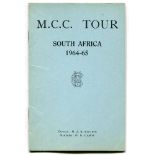 M.C.C. tour of South Africa 1964-65. Rare official players' itinerary for the M.C.C. tour with
