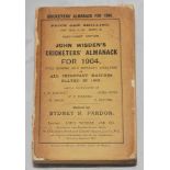 Wisden Cricketers' Almanack 1904. 41st edition. Original paper wrappers. Front wrapper detached,