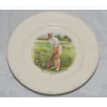 Sydney F. Barnes of Lancashire & England. An 7" side plate with colour transfer printed vignette