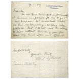 Hon Alfred Lyttelton. Cambridge University, Middlesex and England 1876-1887. Two page handwritten