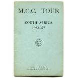 M.C.C. tour of South Africa 1956-57. Rare official players' itinerary for the M.C.C. tour with