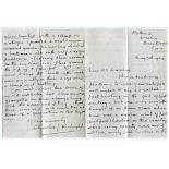 Charles Jesse Kortwright. Essex 1894-1907. Handwritten four page letter from his home in Brentwood