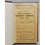 Wisden Cricketers' Almanack 1915. 52nd edition. Original paper wrappers, bound in dark brown boards,