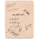 Surrey C.C.C. 1932. Album page nicely signed in ink and pencil by nine Surrey players. Signatures
