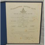 'Scarborough Cricket Club Annual Report 1878'. Official four page printed report tipped in to modern