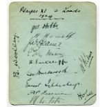 'Players XI at Lords 1924'. Album page very nicely signed in ink by all twelve members of the