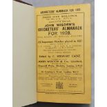 Wisden Cricketers' Almanack 1928. 65th edition. Original paper wrappers, bound in dark brown boards,