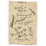 Sussex C.C.C. c1938. Album page nicely signed in black ink by twelve Sussex players. Signatures