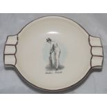 'Fuller Pilch'. Large Sandland Ware ash tray with transfer printed colour image of Pilch wearing top