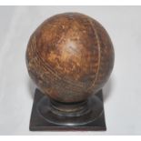 Somerset v Yorkshire 1926. Original cricket ball on plinth. Label to plinth inscribed 'Somerset