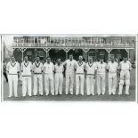 Scarborough Festival 1955. Original large mono photograph of T.N. Pearce's XI, standing in front