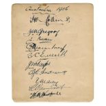 Australia tour to England 1926. Album page very nicely signed in ink by ten members of the Australia