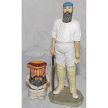 W.G. Grace. Manor potteries china caricature toby jug of Grace in M.C.C. cap. Approx 6.5" tall. Also