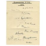 Glamorgan C.C.C. 1939. Large album page very nicely signed in ink by thirteen Glamorgan players.