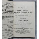 Wisden Cricketers' Almanack 1917, 1918 & 1919. 54th to 56th editions. All three editions bound as