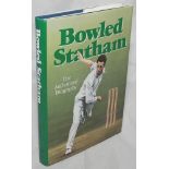 'Bowled Statham'. Tony Derlien. Breedon Books, Derby 1990. Signature in ink of Statham on piece laid