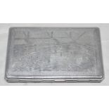Football cigarette case. Silver plated cigarette case produced in 1950, with engraving to front of a
