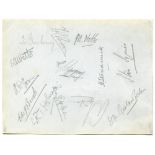 Surrey C.C.C. 1934. Album page signed in ink by thirteen Surrey players. Signatures include Barling,