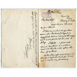 Glamorgan C.C.C. 1889. Four handwritten letters written to W.L. Yorath, Secretary of the newly
