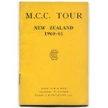 M.C.C. tour of New Zealand 1960-61. Rarer official players' itinerary for the 'young' M.C.C. tour