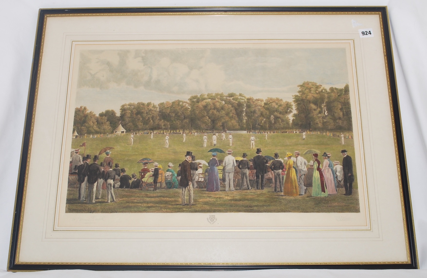 'Eton v Winchester'. Large hand colour etching, by F.G. Stevenson after H. Jamyn Brook, showing a