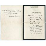 Rev. James Pycroft, cricket author. Two page handwritten letter in ink on black edged mourning paper