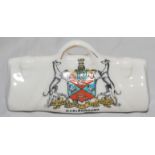 Cricket bag. Small crested china cricket bag with colour emblem for 'Marlborough'. Arcadian China.