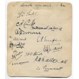 South Africa tour to England 1924. Album page very nicely signed in ink by thirteen members of the