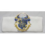 Cricket bag. Small crested china cricket bag with colour emblem for 'Bournemouth'. Arcadian China.