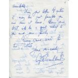 Cyril Washbrook. Lancashire & England 1933-1959. Two page handwritten letter in ink to 'Morgyn'