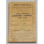 Wisden Cricketers' Almanack 1916. 53rd edition. Original paper wrappers. Some age toning and wear to