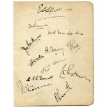 Essex C.C.C. 1935. Album page nicely signed in ink by eleven Essex players. Signatures include