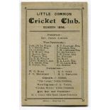 Little Common Cricket Club, Bexhill, Sussex. Early original folding fixture card for 1896 listing