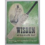 'Wisden Autograph Bat. There's a Century Behind Every One"'. Colour advertising showcard c1960s. The