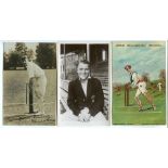 Test and County cricketers and teams 1900s-1950s. Seven mono and sepia real photograph postcards.