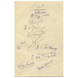 Kent C.C.C. 1912. Page signed by eleven current and former players. Signatures are Dillon (Captain),