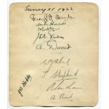 Surrey C.C.C. 1922. Album page nicely signed in ink by ten Surrey players. Signatures are Fender (