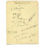 Leicestershire C.C.C. c1928. Album page nicely signed in ink by eleven Leicestershire players.