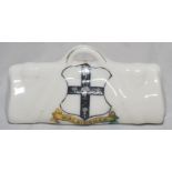 Cricket bag. Small crested china cricket bag with colour emblem for 'Walsingham'. Arcadian China.