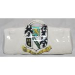 Cricket bag. Small crested china cricket bag with colour emblem for 'Barnet'. Arcadian China. Approx