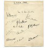Essex and Middlesex 1932. Large album page nicely signed in ink by twelve Essex players and to verso