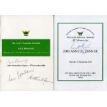 Lord's Taverners Australia A.C.T. Branch. Four official menus for '1948 Invincibles Dinner' Official