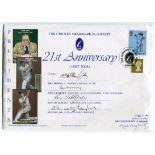 Cricket Memorabilia Society 21st Anniversary 1987-2008. Official commemorative cover issued 4th