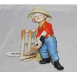 'The Hope of His Side'. Kinsella 5.5" caricature spill vase of a young boy with bat in front of