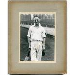 Leonard Hutton. Yorkshire & England 1934-1955. Original mono photograph of Hutton, three quarter