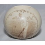 Kumar Shri Ranjitsinhji. Sussex & England 1895-1920. A stoneware circular match holder with transfer